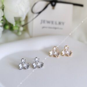 Real Freshwater Pearl Blossom Flower Earrings